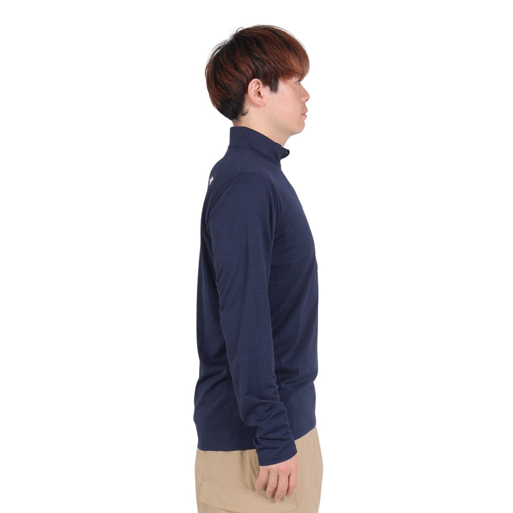 ザ・ノース・フェイス（THE NORTH FACE）（メンズ）長袖Tシャツ ロングスリーブ フラッシュドライスリーディージップアップ NT12201 UN ネイビー 速乾 UVカット