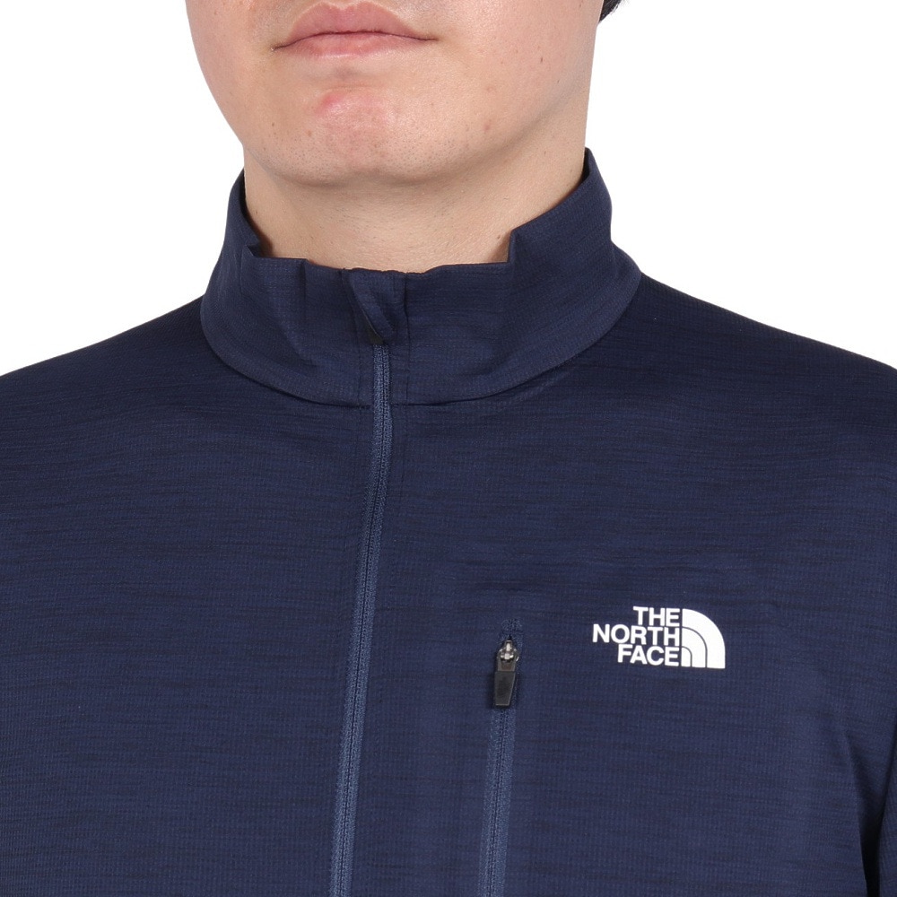 ザ・ノース・フェイス（THE NORTH FACE）（メンズ）長袖Tシャツ ロングスリーブ フラッシュドライスリーディージップアップ NT12201 UN ネイビー 速乾 UVカット