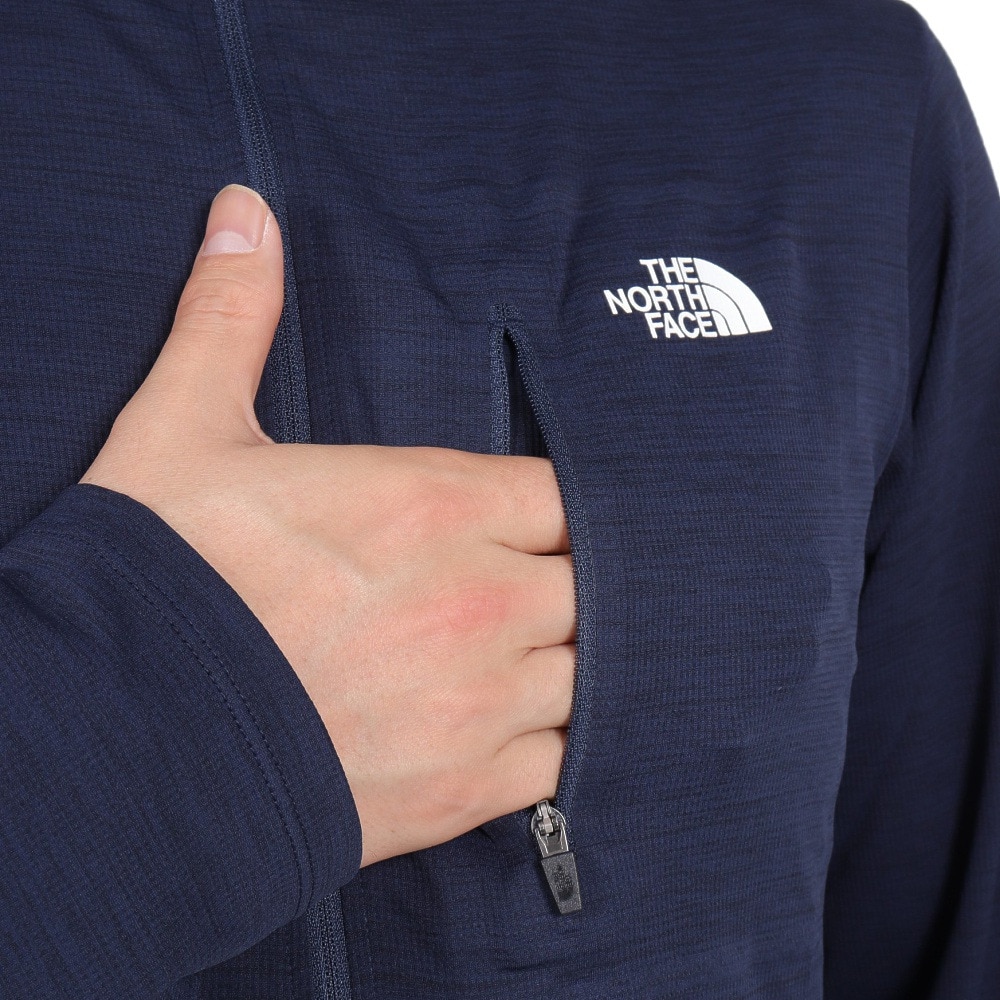 ザ・ノース・フェイス（THE NORTH FACE）（メンズ）長袖Tシャツ ロングスリーブ フラッシュドライスリーディージップアップ NT12201 UN ネイビー 速乾 UVカット