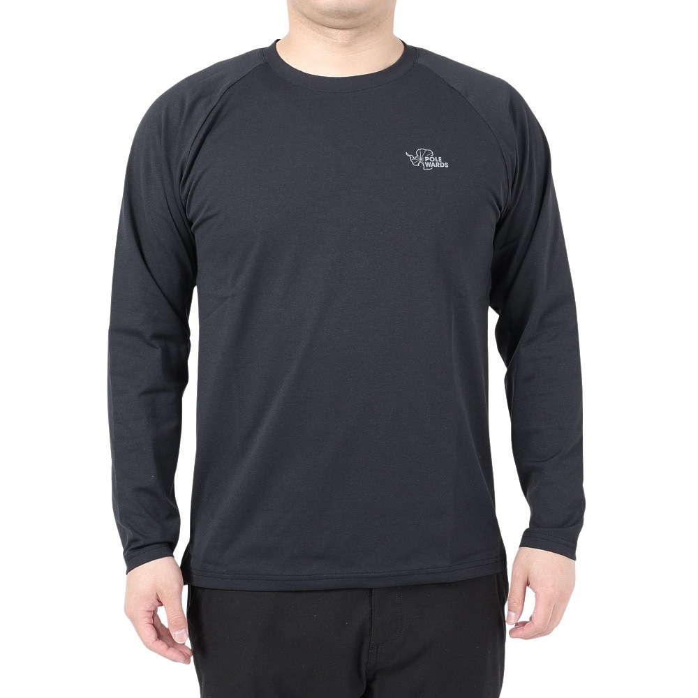POLEWARDS（メンズ）長袖Tシャツ ロンT EXフレックス PW2PJB05 BLK ブラック 吸汗速乾 UVケア ストレッチ