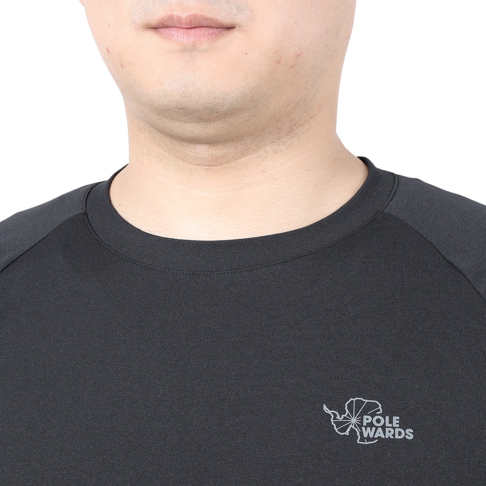 POLEWARDS（メンズ）長袖Tシャツ ロンT EXフレックス PW2PJB05 BLK ブラック 吸汗速乾 UVケア ストレッチ