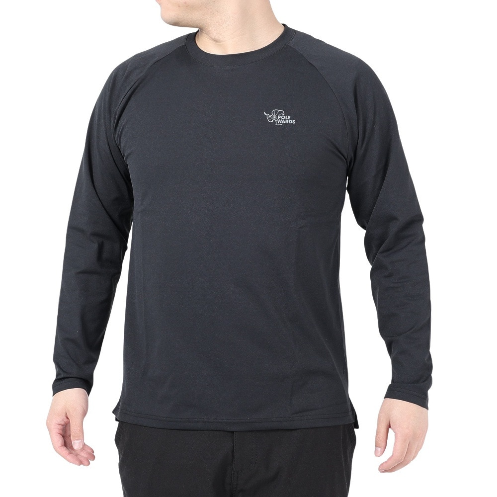 POLEWARDS（メンズ）長袖Tシャツ ロンT EXフレックス PW2PJB05 BLK ブラック 吸汗速乾 UVケア ストレッチ