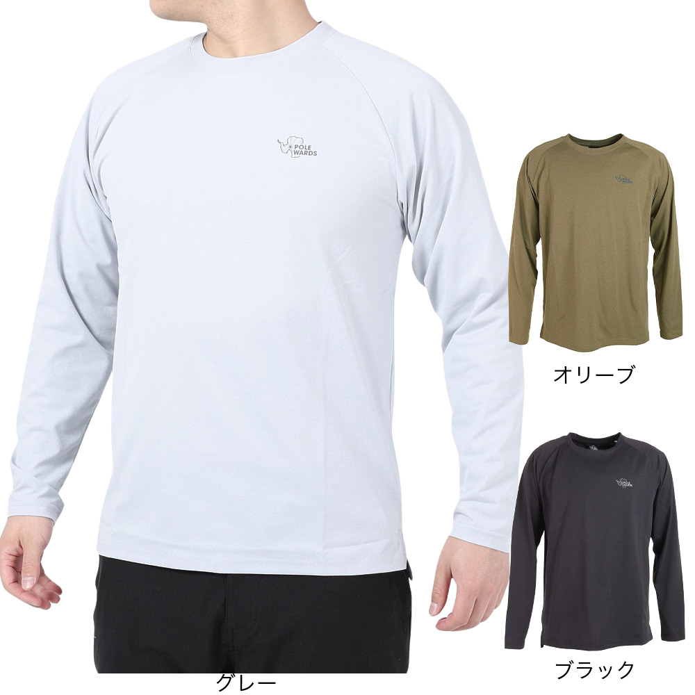 POLEWARDS（メンズ）長袖Tシャツ ロンT EXフレックス PW2PJB05 BLK ブラック 吸汗速乾 UVケア ストレッチ