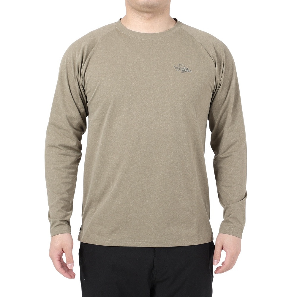 POLEWARDS（メンズ）長袖Tシャツ ロンT EXフレックス PW2PJB05 OLV オリーブ 吸汗速乾 UVケア ストレッチ