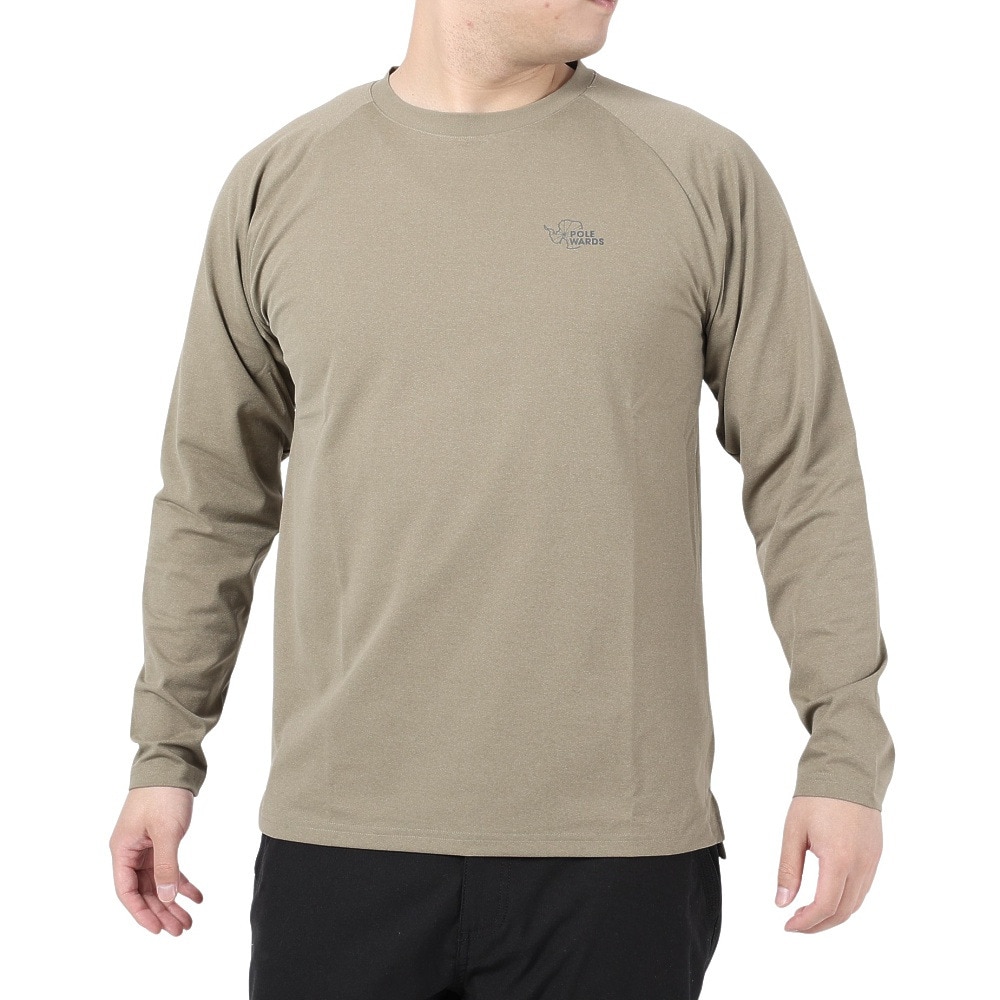 POLEWARDS（メンズ）長袖Tシャツ ロンT EXフレックス PW2PJB05 OLV オリーブ 吸汗速乾 UVケア ストレッチ