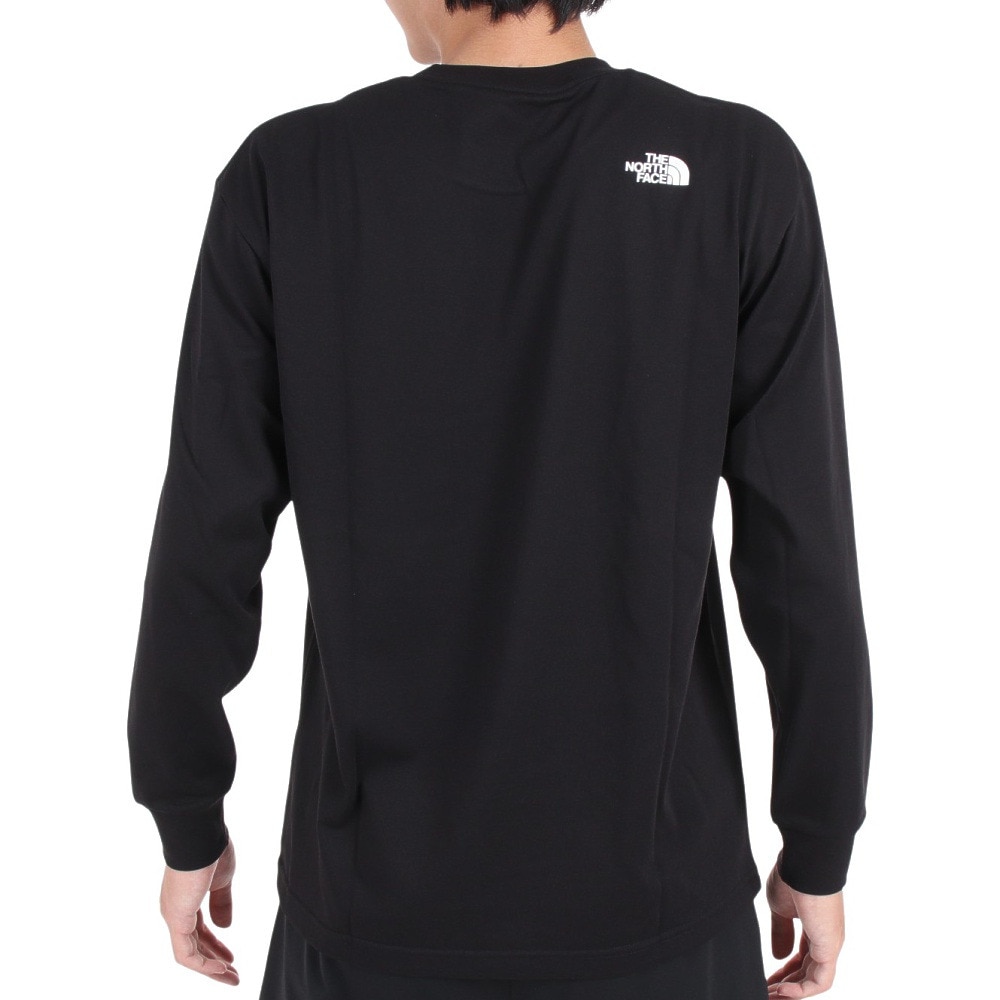 Tシャツ/カットソー(七分/長袖)Mサイズ 新品 ノースフェイス Vertical NSE ロンT ブラック