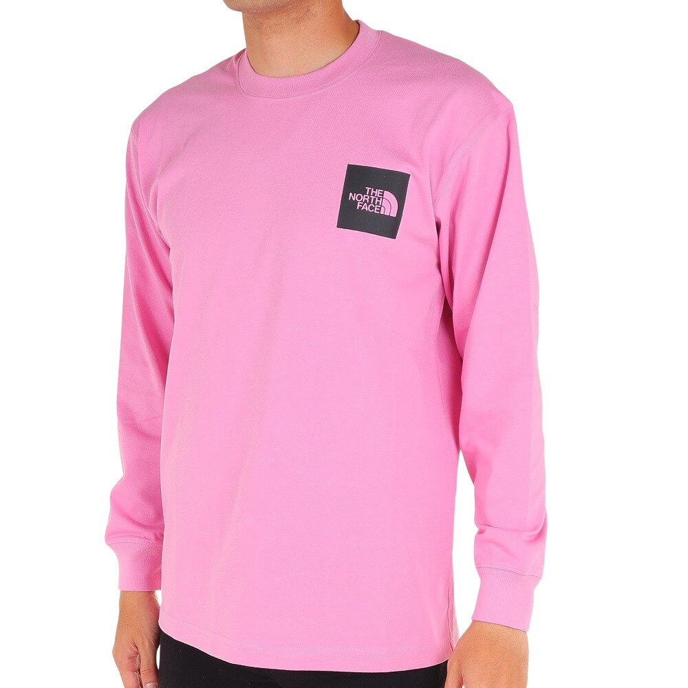 ノースフェイス(THE NORTH FACE)(メンズ)長袖Tシャツ ロンT SQUARE LOGO スクエアロゴ NT82334 OP ピンク