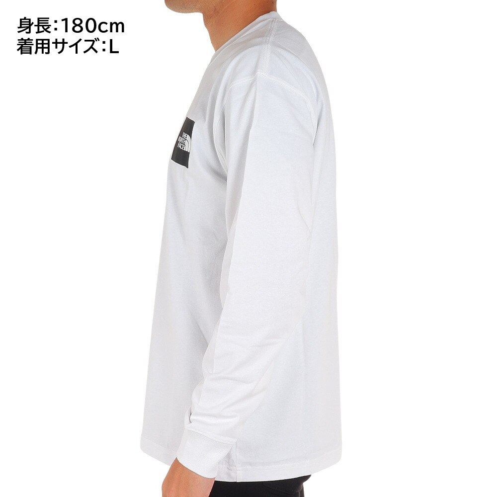 ノースフェイス（THE NORTH FACE）（メンズ）長袖Tシャツ ロンT SQUARE LOGO スクエアロゴ NT82334 W ホワイト