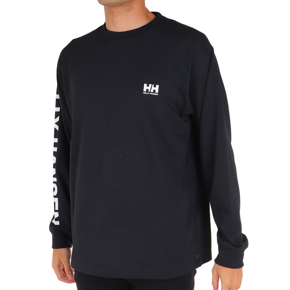 ヘリーハンセン（HELLY HANSEN）（メンズ）長袖Tシャツ ロンT ロングスリーブ LETTER レター Tシャツ HH32380 K ブラック