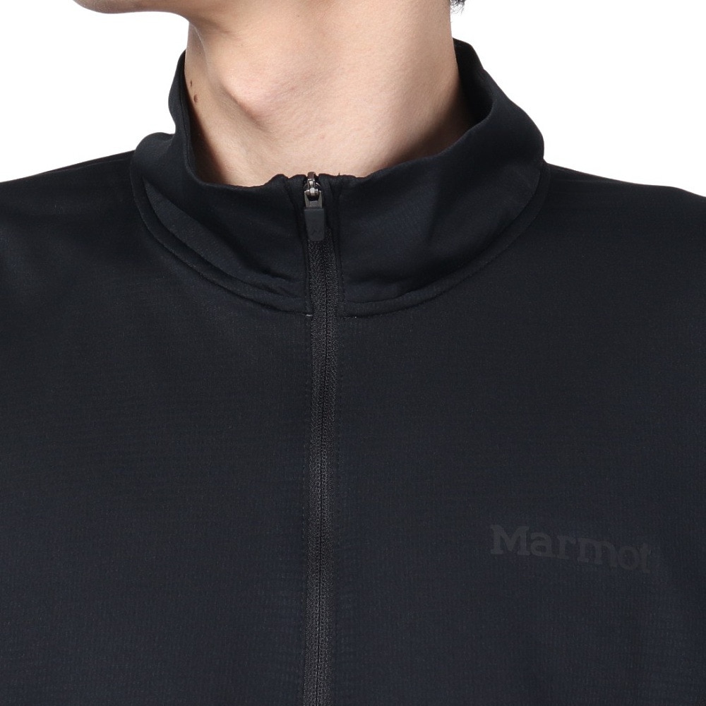 マーモット（Marmot）（メンズ）接触冷感 ストレッチ 長袖Tシャツ ロンT クライムスキン ハーフジップ ロングスリーブシャツ TSSMC418-BLK