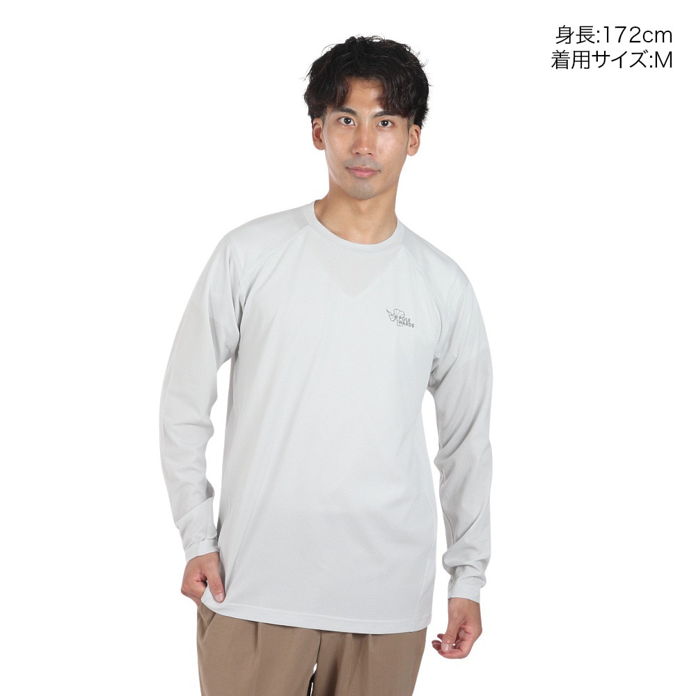 POLEWARDS（メンズ）長袖Tシャツ ロンT DRY COMFORT PW2RJB02 IGRY グレー ストレッチ 吸汗速乾 軽量