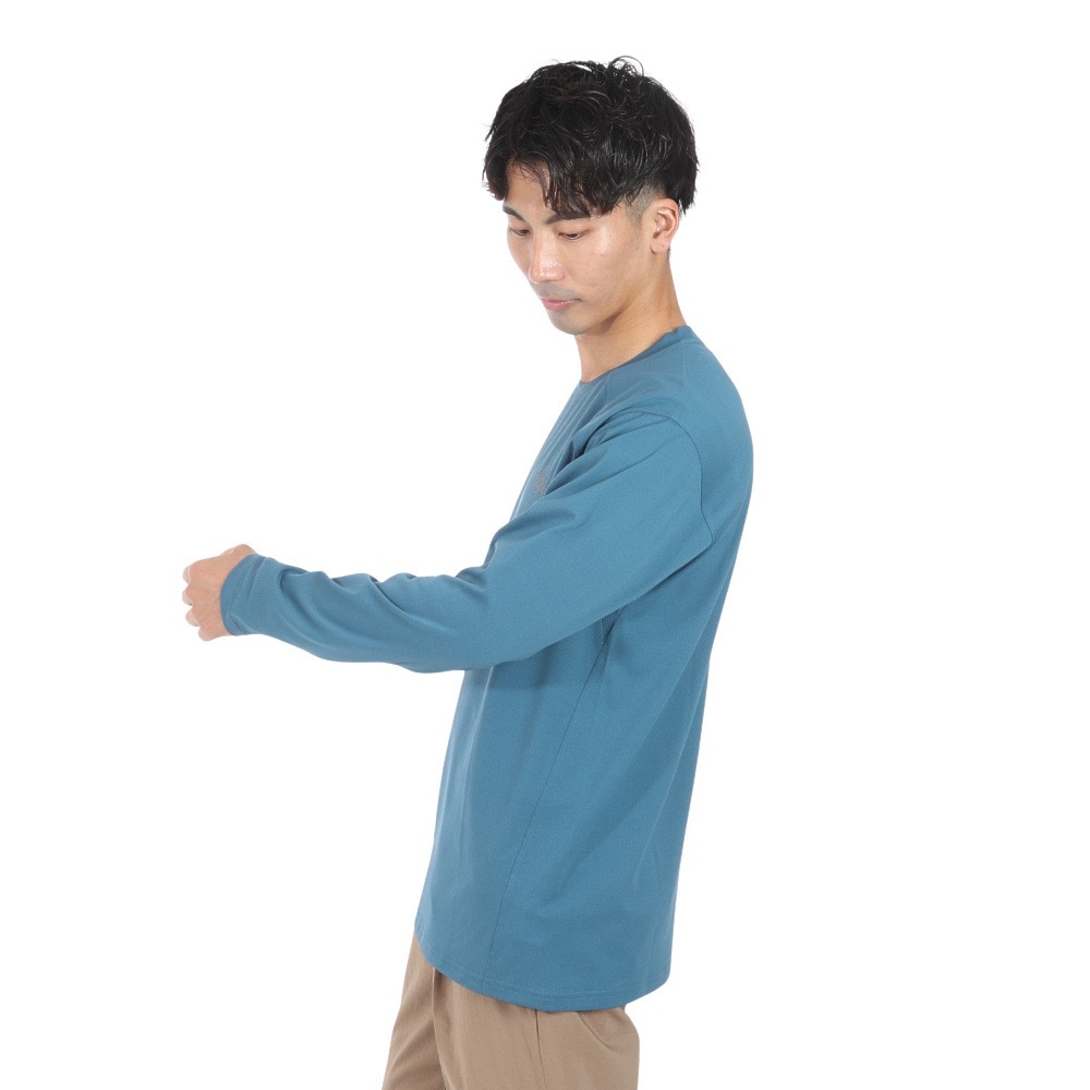 POLEWARDS（メンズ）長袖Tシャツ ロンT DRY COMFORT PW2RJB02 MBLU マリンブルー ストレッチ 吸汗速乾 軽量