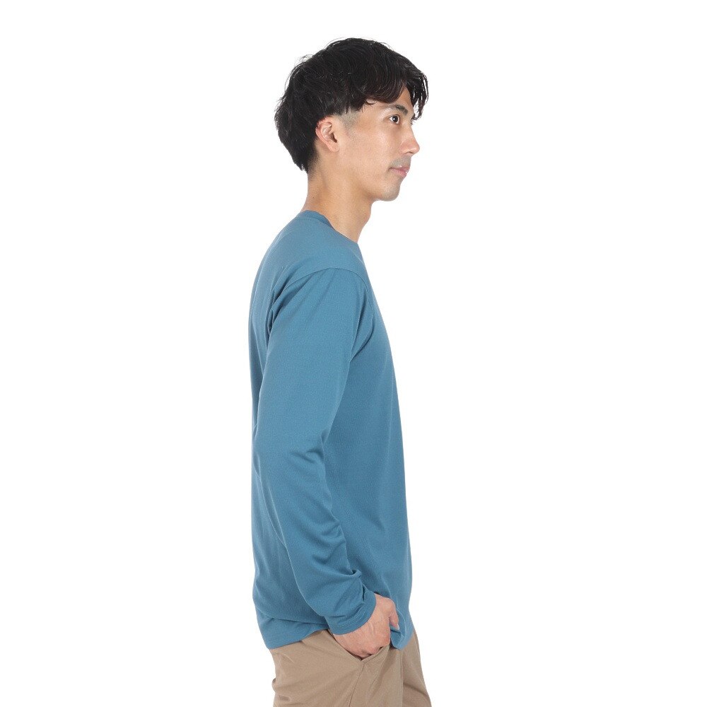 POLEWARDS（メンズ）長袖Tシャツ ロンT DRY COMFORT PW2RJB02 MBLU マリンブルー ストレッチ 吸汗速乾 軽量