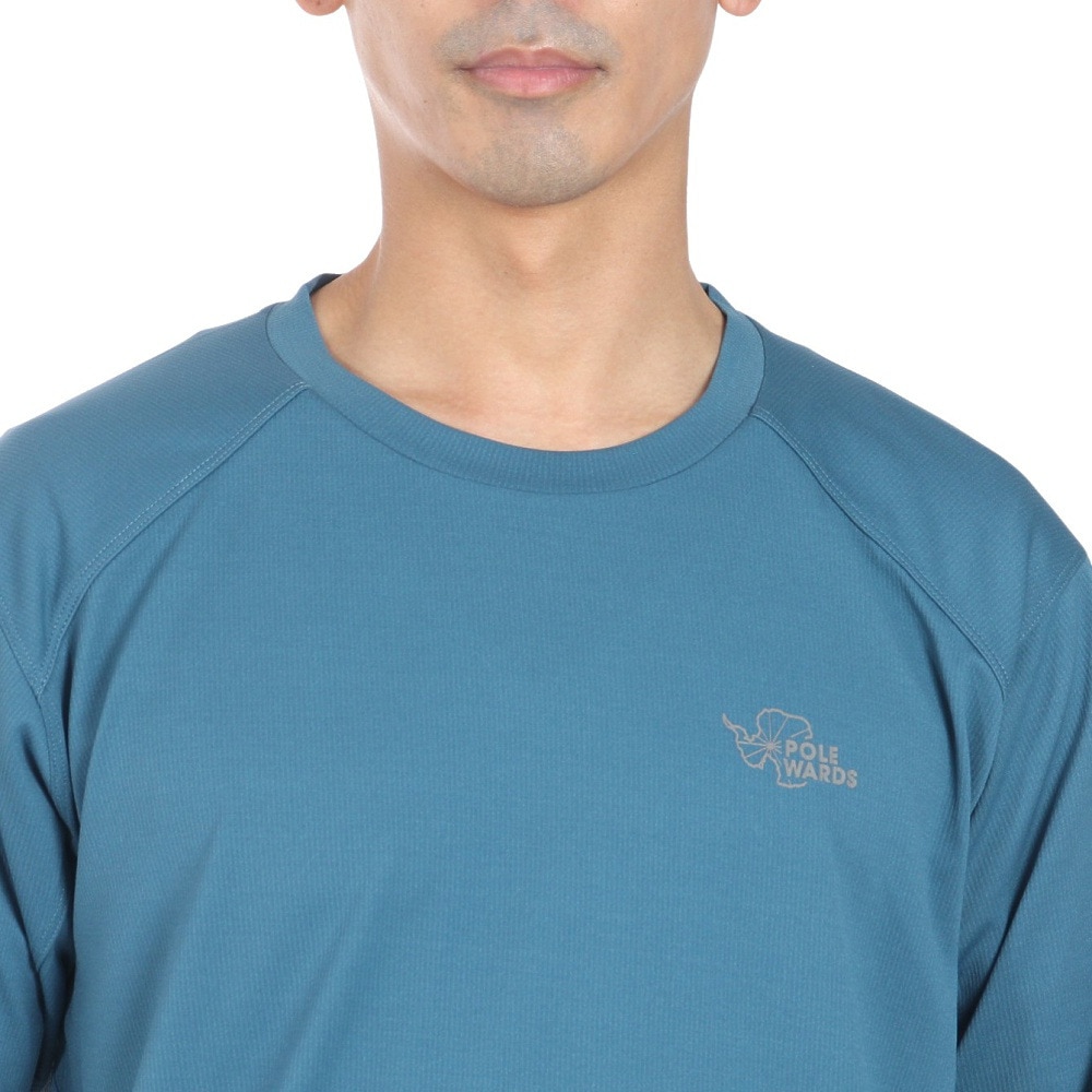 POLEWARDS（メンズ）長袖Tシャツ ロンT DRY COMFORT PW2RJB02 MBLU マリンブルー ストレッチ 吸汗速乾 軽量