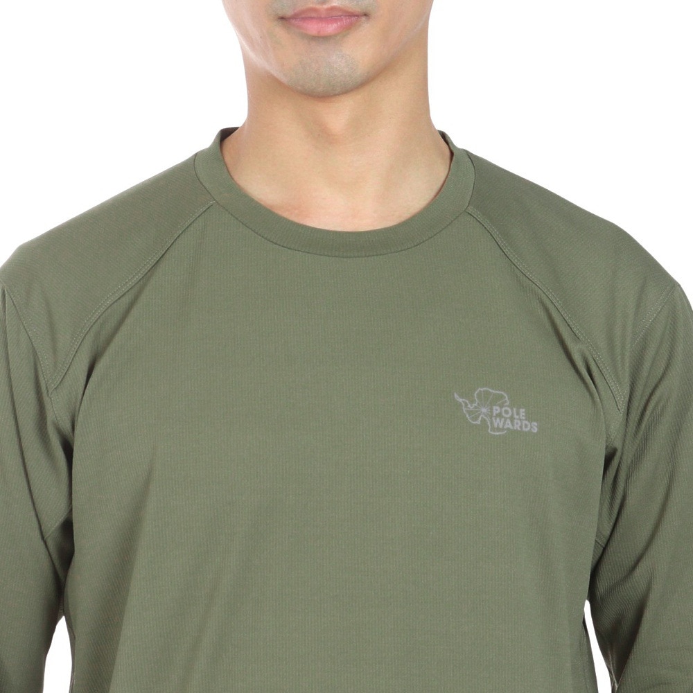 POLEWARDS（メンズ）長袖Tシャツ ロンT DRY COMFORT PW2RJB02 OLV オリーブ ストレッチ 吸汗速乾 軽量