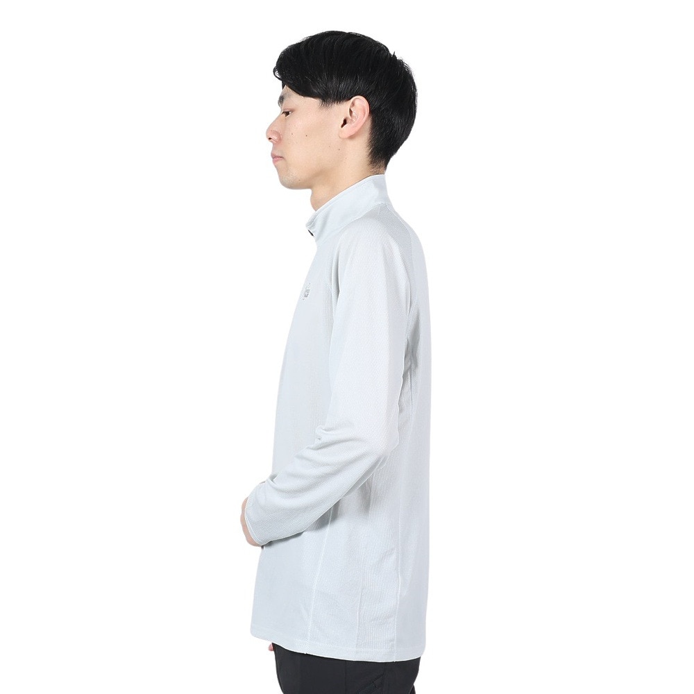 POLEWARDS（メンズ）長袖Tシャツ ロンT DRY COMFORT ハーフジップTシャツ PW2RJB03 IGRY グレー 吸汗速乾 ストレッチ