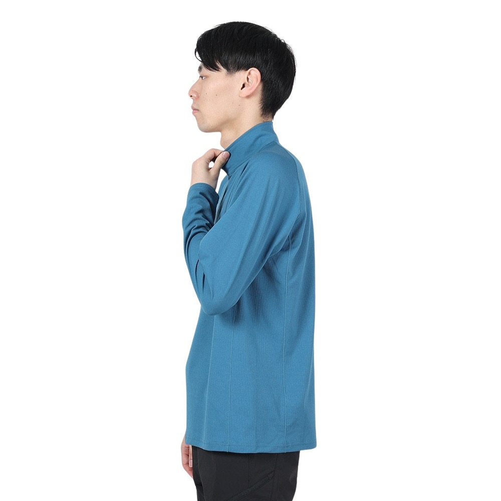 POLEWARDS（メンズ）長袖Tシャツ ロンT DRY COMFORT ハーフジップTシャツ PW2RJB03 MBLU マリンブルー 吸汗速乾 ストレッチ