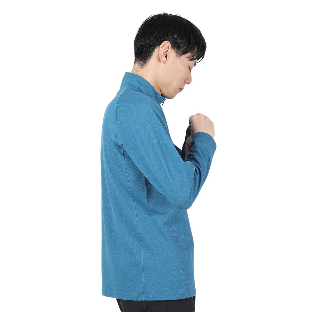 POLEWARDS（メンズ）長袖Tシャツ ロンT DRY COMFORT ハーフジップTシャツ PW2RJB03 MBLU マリンブルー 吸汗速乾 ストレッチ