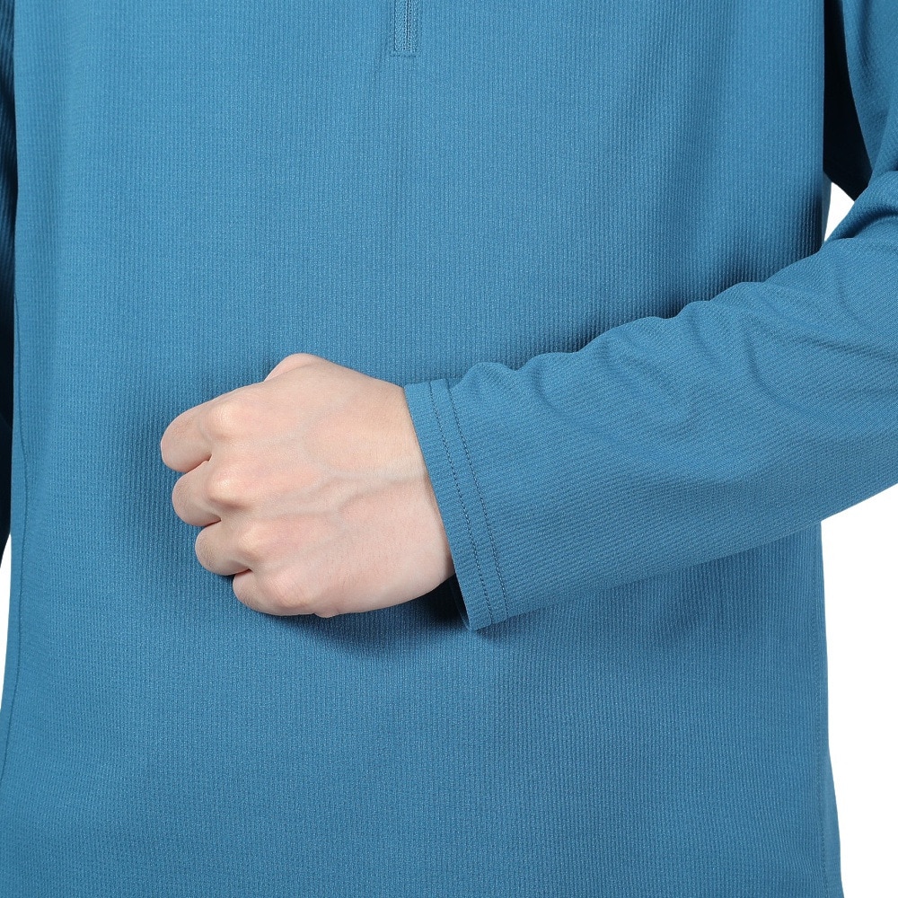 POLEWARDS（メンズ）長袖Tシャツ ロンT DRY COMFORT ハーフジップTシャツ PW2RJB03 MBLU マリンブルー 吸汗速乾 ストレッチ
