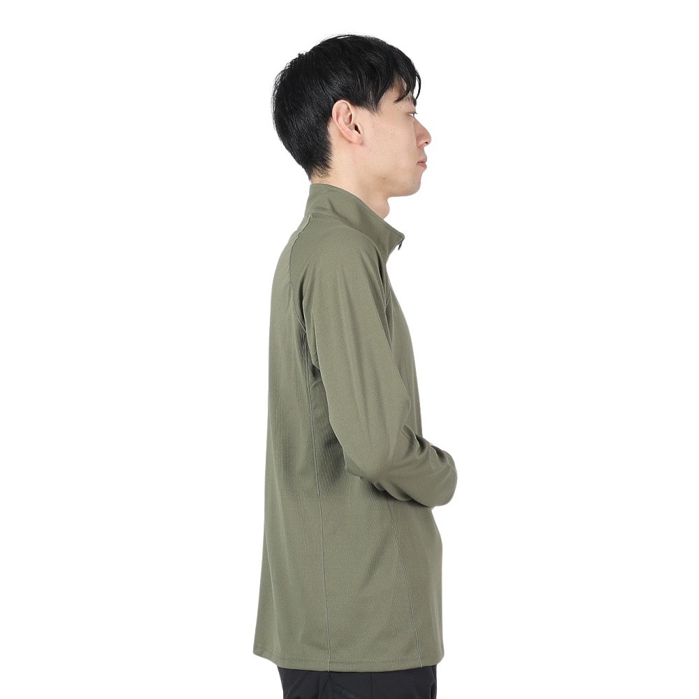 POLEWARDS（メンズ）長袖Tシャツ ロンT DRY COMFORT ハーフジップTシャツ PW2RJB03 OLV オリーブ 吸汗速乾 ストレッチ