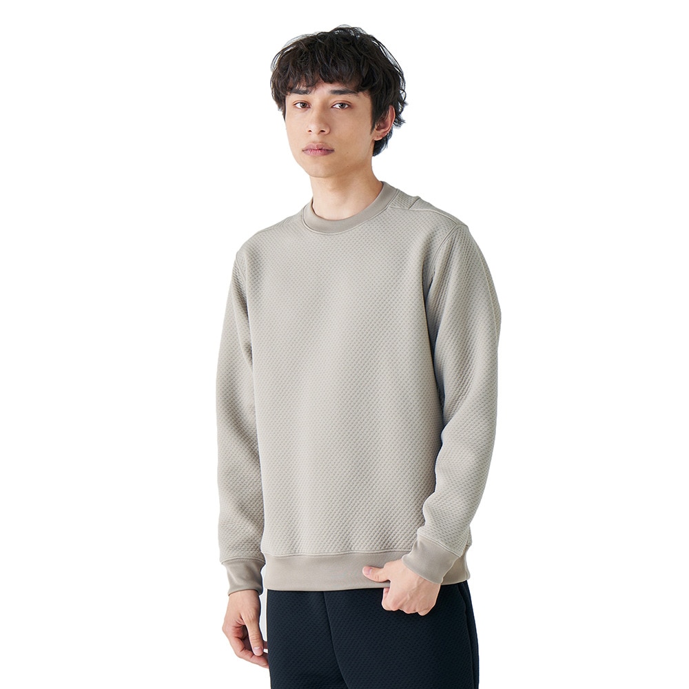 ミズノ（MIZUNO）（メンズ）長袖Tシャツ ロンT 発熱素材 ブレスサーモ リップルキルト クルーネックシャツ B2MCA51153