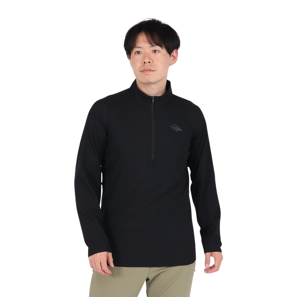 POLEWARDS（メンズ）長袖Tシャツ ロンT Woolmesh ハーフジップ PW2TJB01 BLK