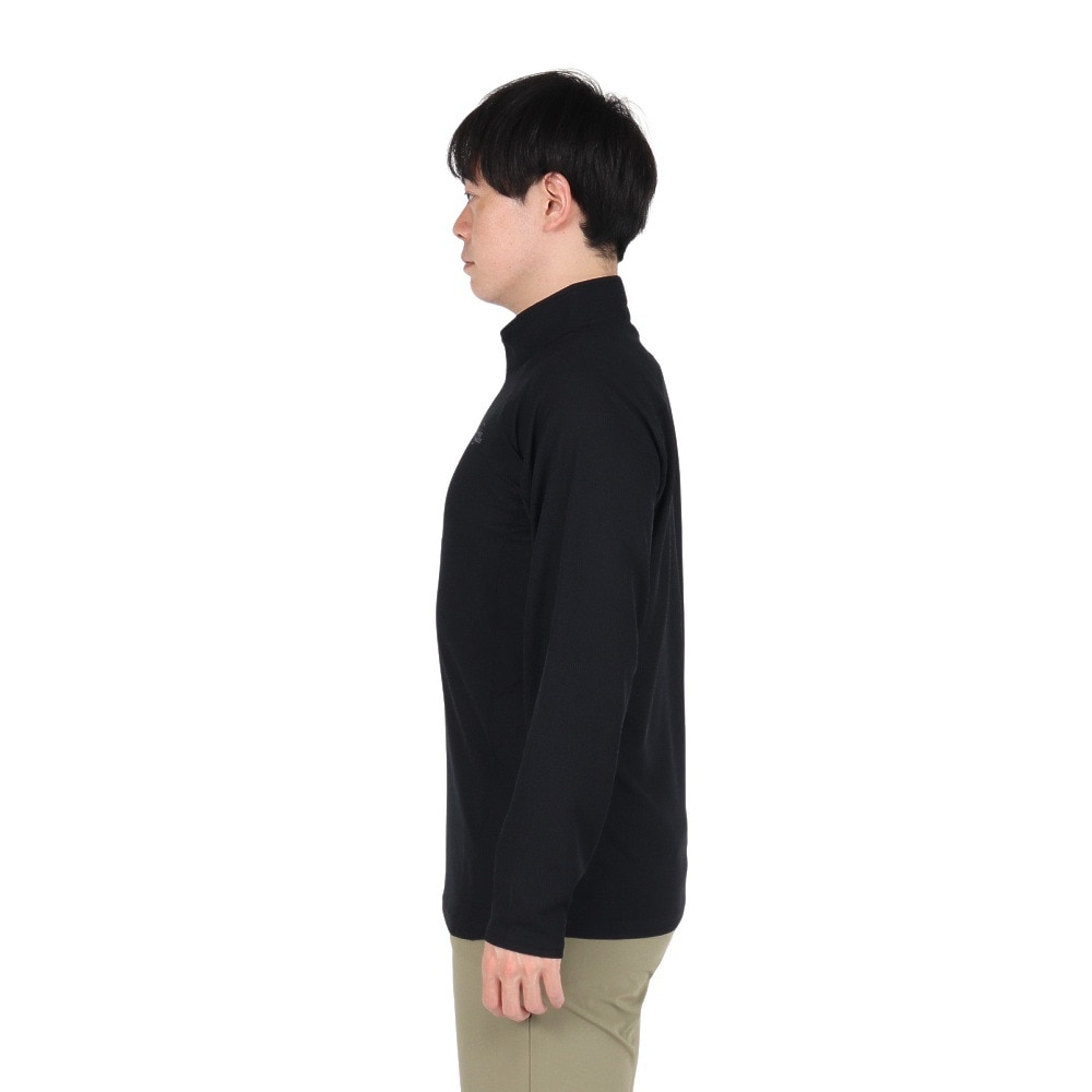 POLEWARDS（メンズ）長袖Tシャツ ロンT Woolmesh ハーフジップ PW2TJB01 BLK
