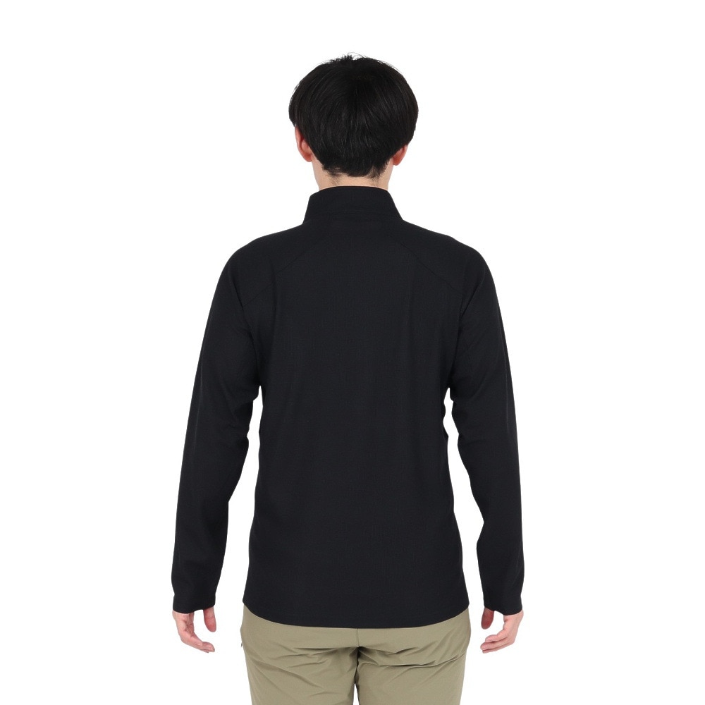 POLEWARDS（メンズ）長袖Tシャツ ロンT Woolmesh ハーフジップ PW2TJB01 BLK