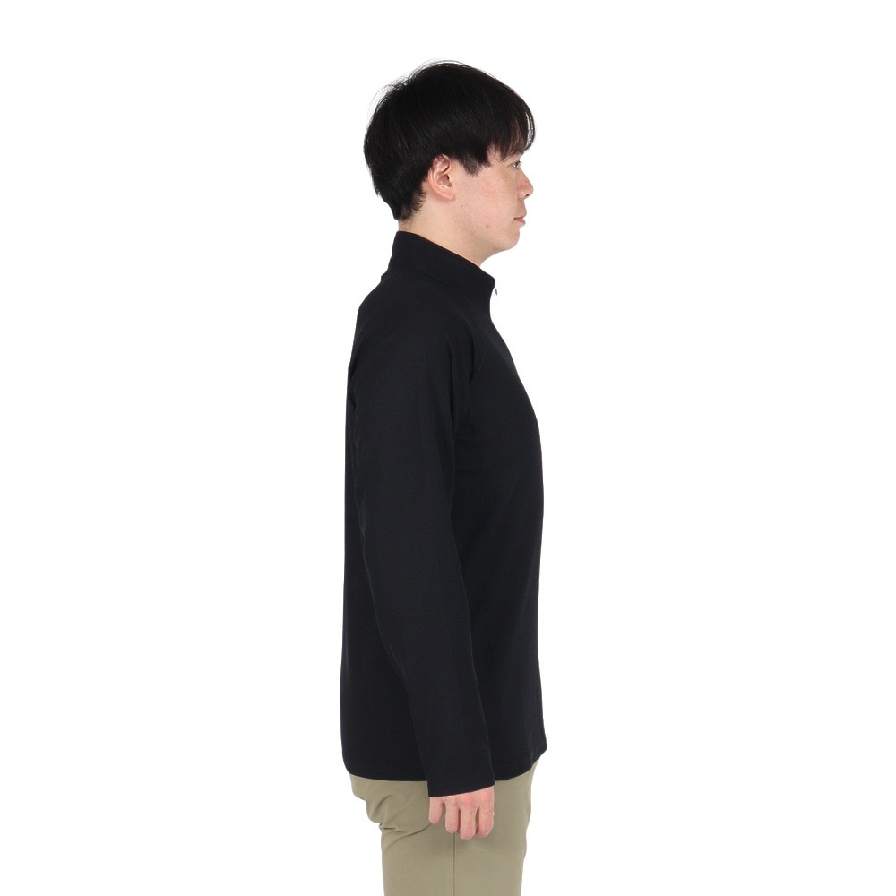 POLEWARDS（メンズ）長袖Tシャツ ロンT Woolmesh ハーフジップ PW2TJB01 BLK