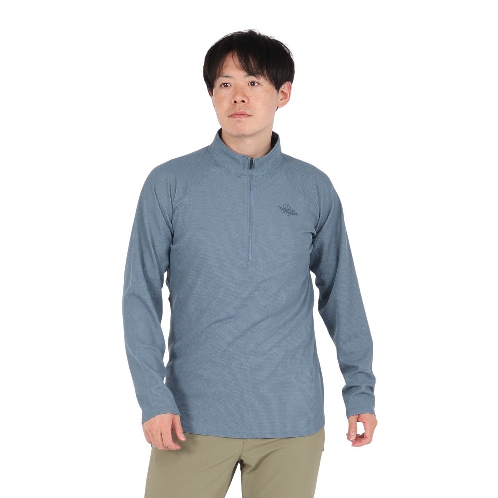 POLEWARDS（メンズ）長袖Tシャツ ロンT Woolmesh ハーフジップ PW2TJB01 BLU