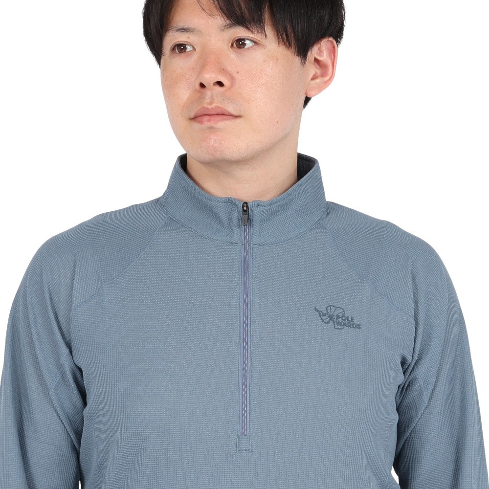 POLEWARDS（メンズ）長袖Tシャツ ロンT Woolmesh ハーフジップ PW2TJB01 BLU
