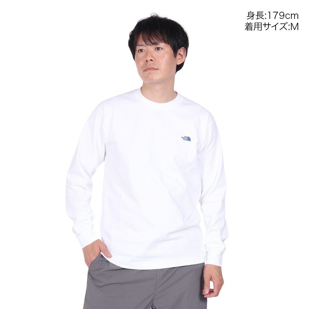 ザ・ノース・フェイス（THE NORTH FACE）（メンズ）Nuptse ヌプシ NT32443 長袖 UVカット ロングスリーブ コットンTシャツ ホワイト