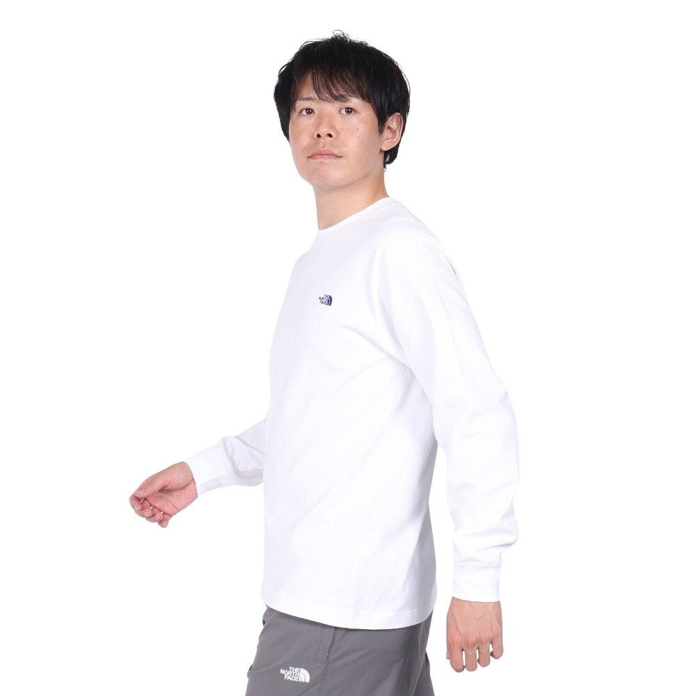 ザ・ノース・フェイス（THE NORTH FACE）（メンズ）Nuptse ヌプシ NT32443 長袖 UVカット ロングスリーブ コットンTシャツ ホワイト