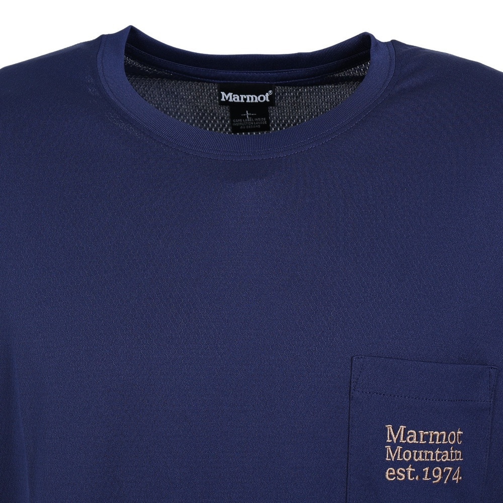 マーモット（Marmot）（メンズ）半袖Tシャツ ポケットロゴ TOMTJA81XB RNV ネイビー トップス 吸水速乾 抗菌 防臭 UVカット