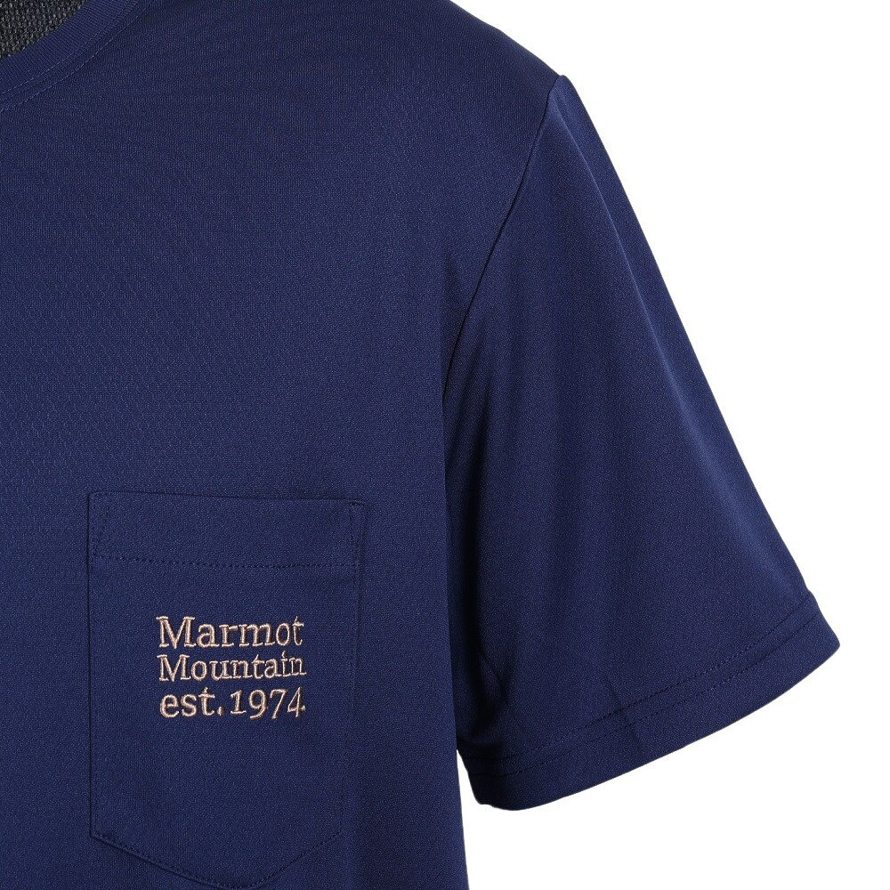 マーモット（Marmot）（メンズ）半袖Tシャツ ポケットロゴ TOMTJA81XB RNV ネイビー トップス 吸水速乾 抗菌 防臭 UVカット