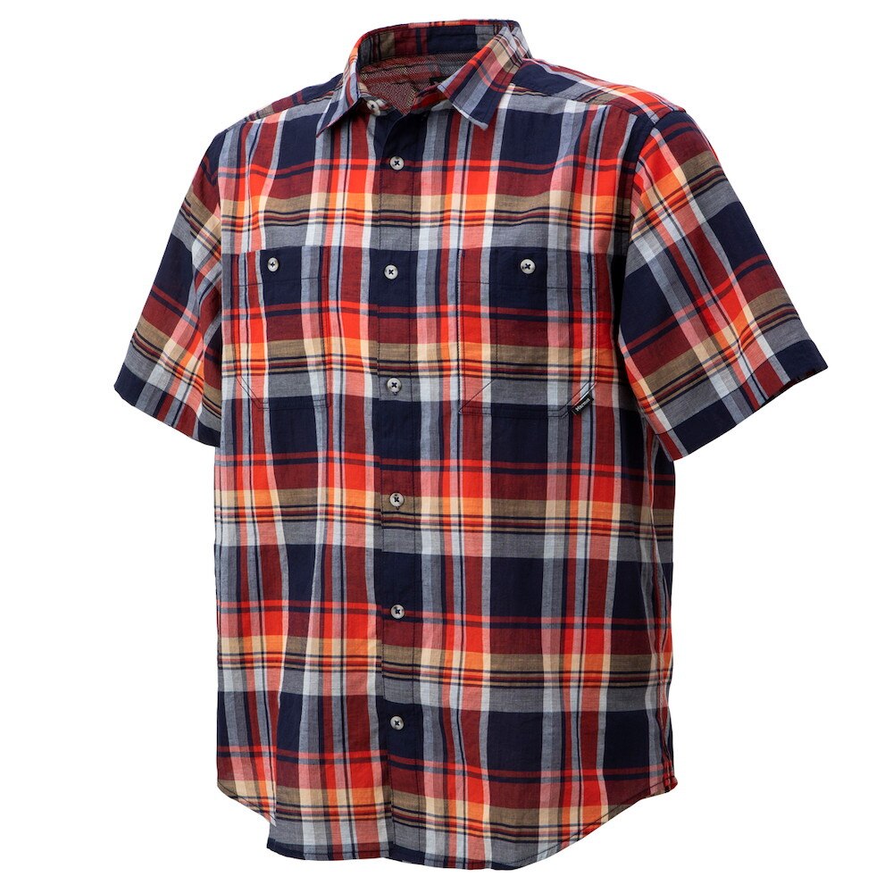 マーモット（Marmot）（メンズ）半袖シャツ シーエルプラッドハーフスリーブシャツ TOMRJA74 NV ネイビー チェック カジュアルシャツ