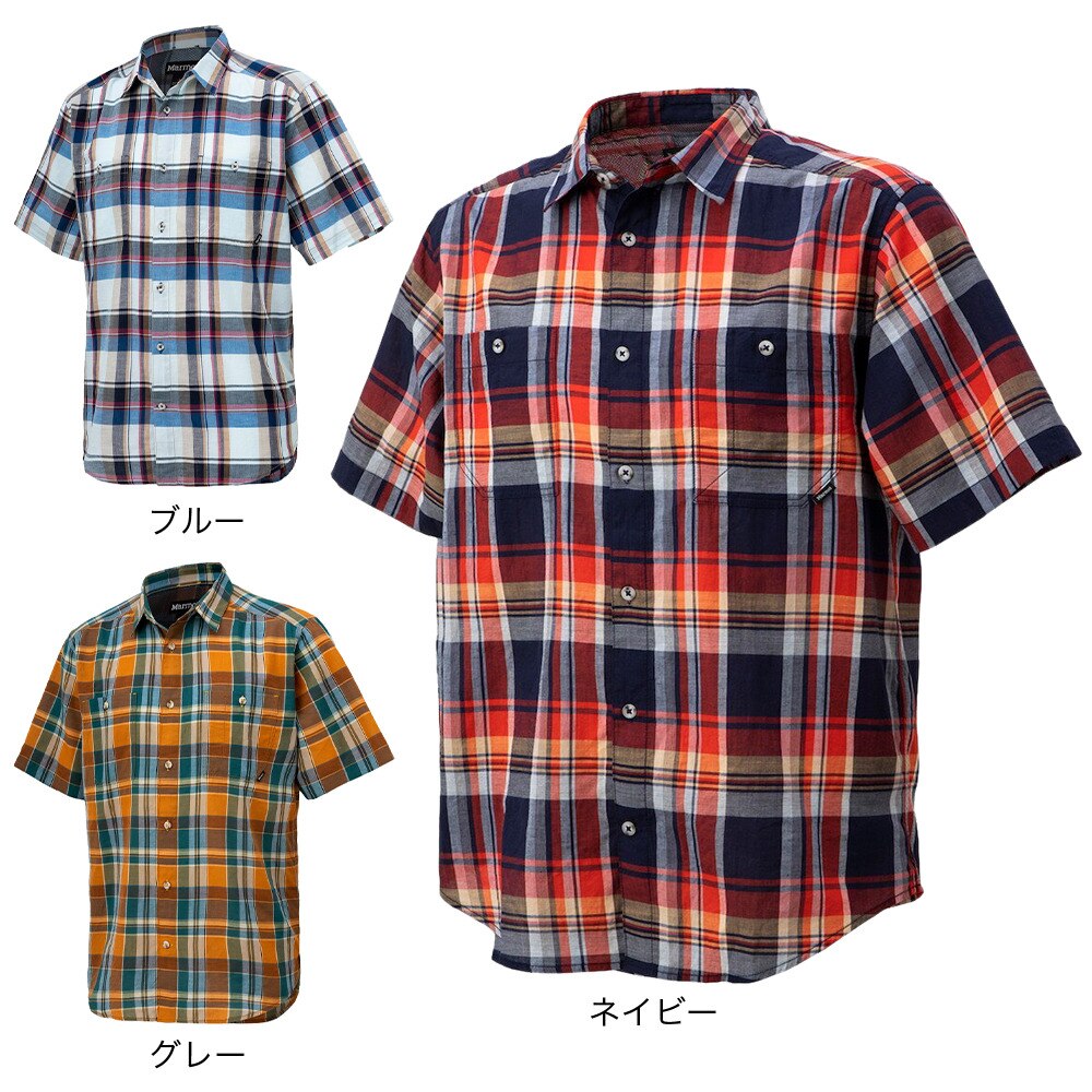 マーモット（Marmot）（メンズ）半袖Tシャツ シーエルプラッドハーフスリーブシャツ TOMRJA74 BL