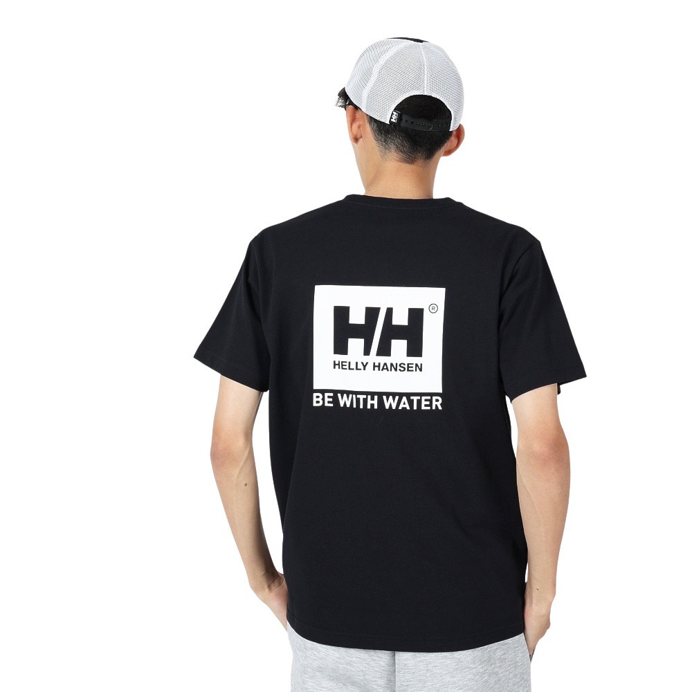 ヘリーハンセン（HELLY HANSEN）（メンズ）半袖Tシャツ ショートスリーブ バックスクエアロゴTシャツ HOE62302WS K  アウトドア・キャンプ用品はエルブレス