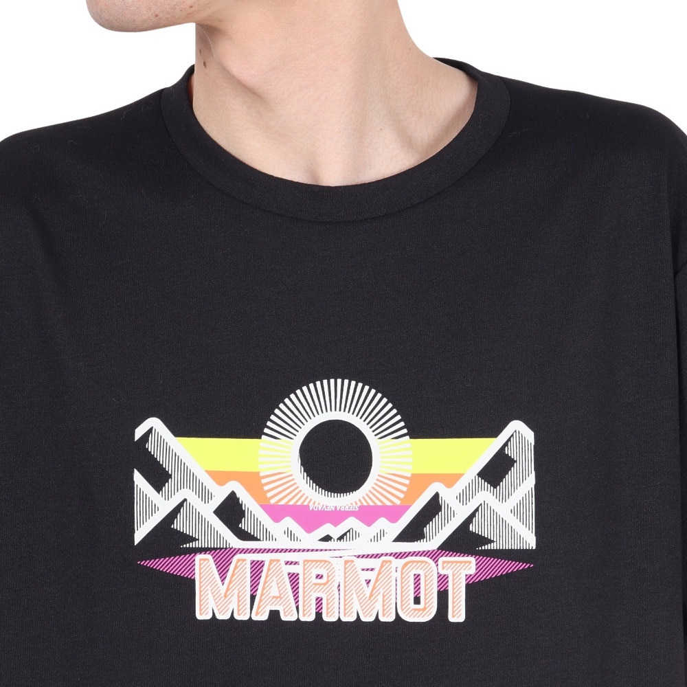 マーモット（Marmot）（メンズ）UPF30 速乾 半袖Tシャツ マウンテンロゴハーフスリーブクルーネック TOMTJA48 BK ブラック