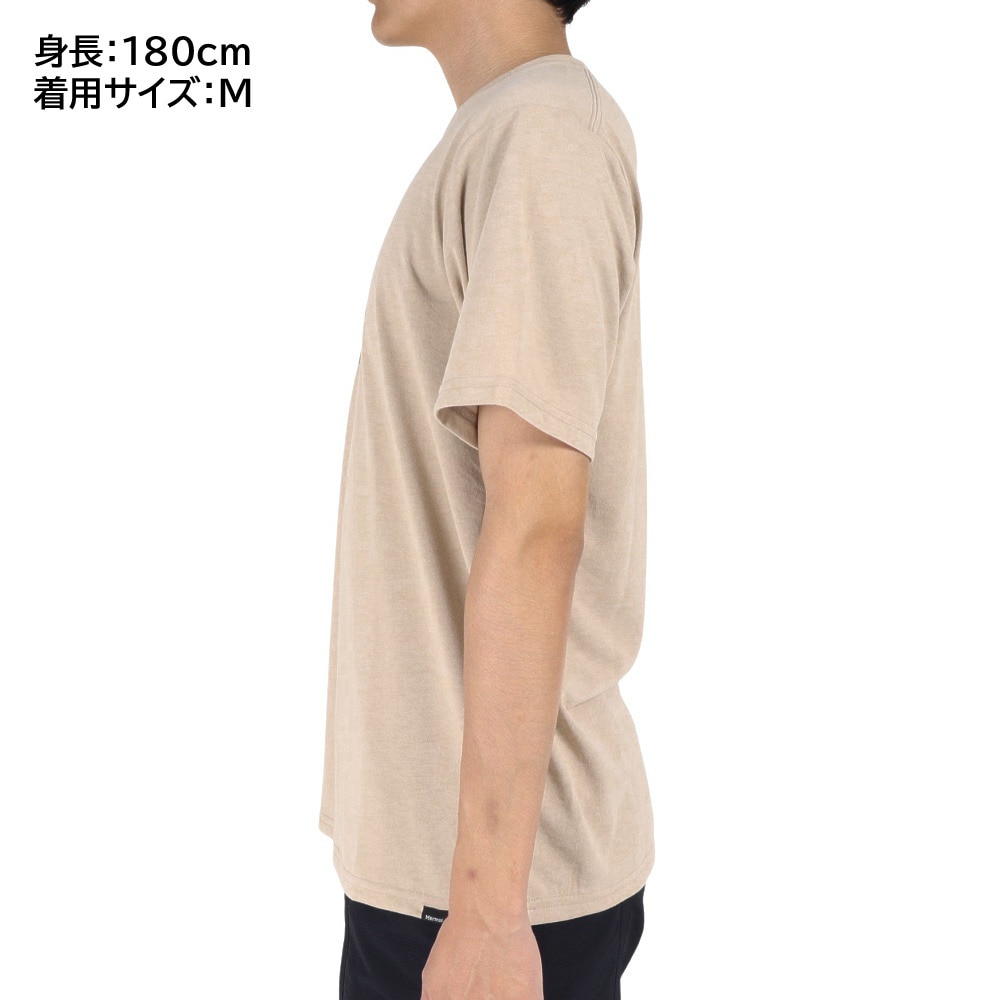 マーモット（Marmot）（メンズ）UPF30 速乾 半袖Tシャツ マウンテンロゴハーフスリーブクルーネック TOMTJA48 CNO ベージュ