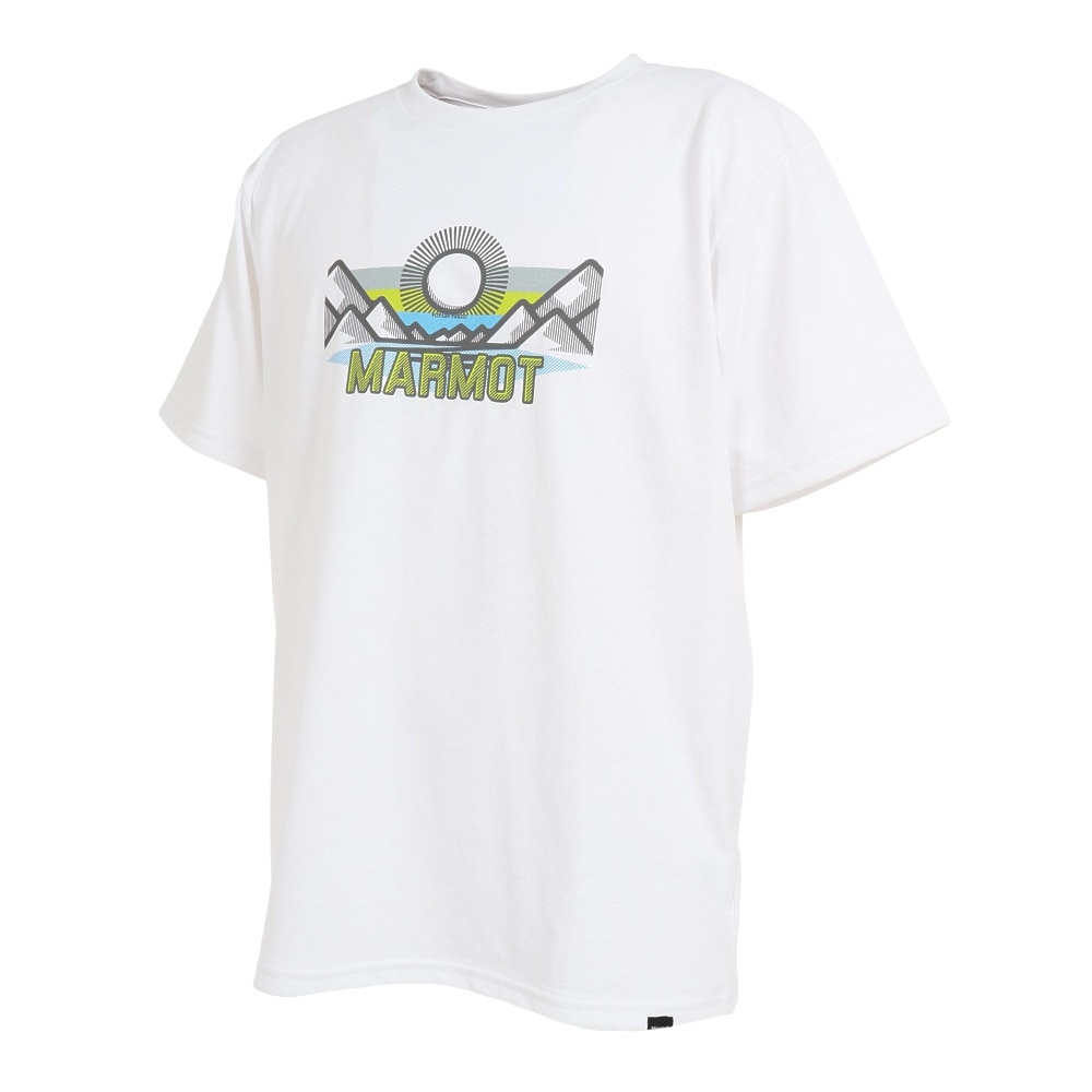 マーモット（Marmot）（メンズ）UPF30 速乾 半袖Tシャツ マウンテンロゴ ハーフスリーブクルーネックTシャツ TOMTJA48 FWH ホワイト