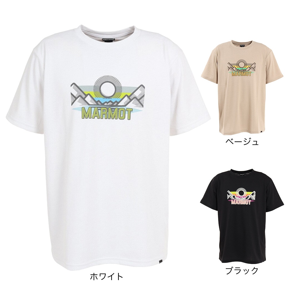 マーモット（Marmot）（メンズ）UPF30 速乾 半袖Tシャツ マウンテンロゴハーフスリーブクルーネック TOMTJA48 BK ブラック