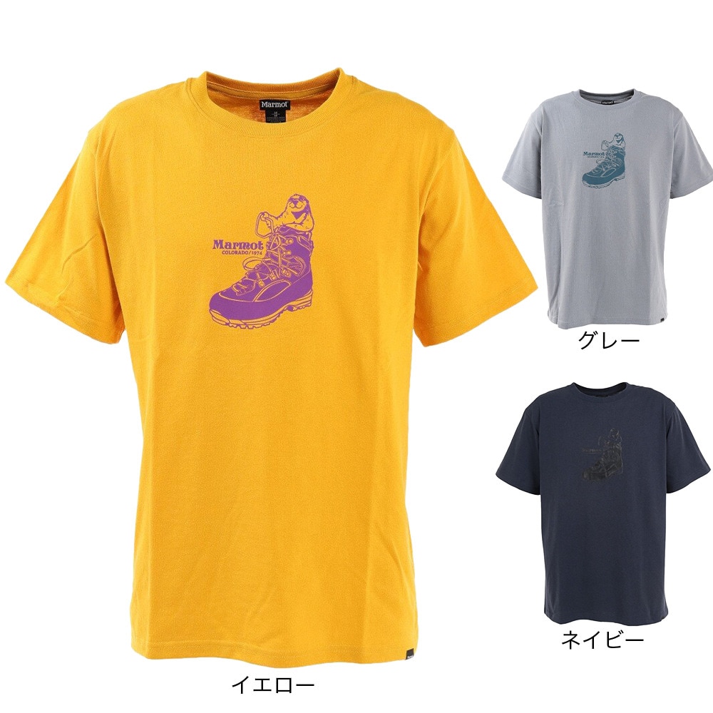 マーモット（Marmot）（メンズ）半袖Tシャツ マーモットインブーツ ハーフスリーブクルー TOMTJA51 SOL イエロー