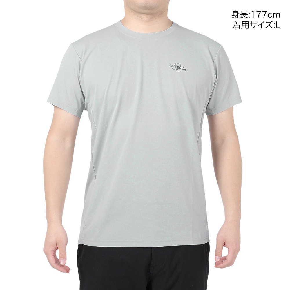 POLEWARDS（メンズ）半袖Tシャツ EXフレックス PW2PJA04 GRY グレー UV カット 吸汗速乾 ストレッチ