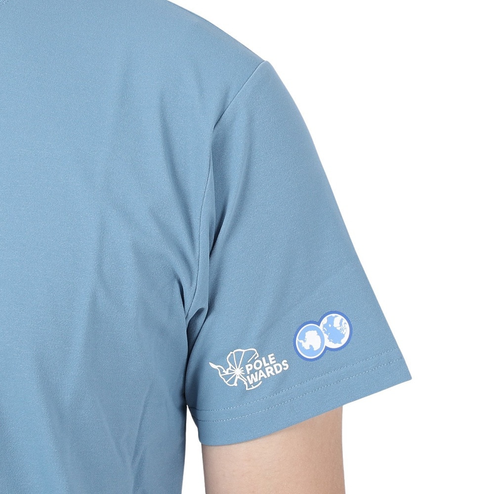 POLEWARDS（メンズ）半袖 Tシャツ 日本極地研究振興会コラボTEE PW2PJA08-BLU ブルー UVカット 速乾