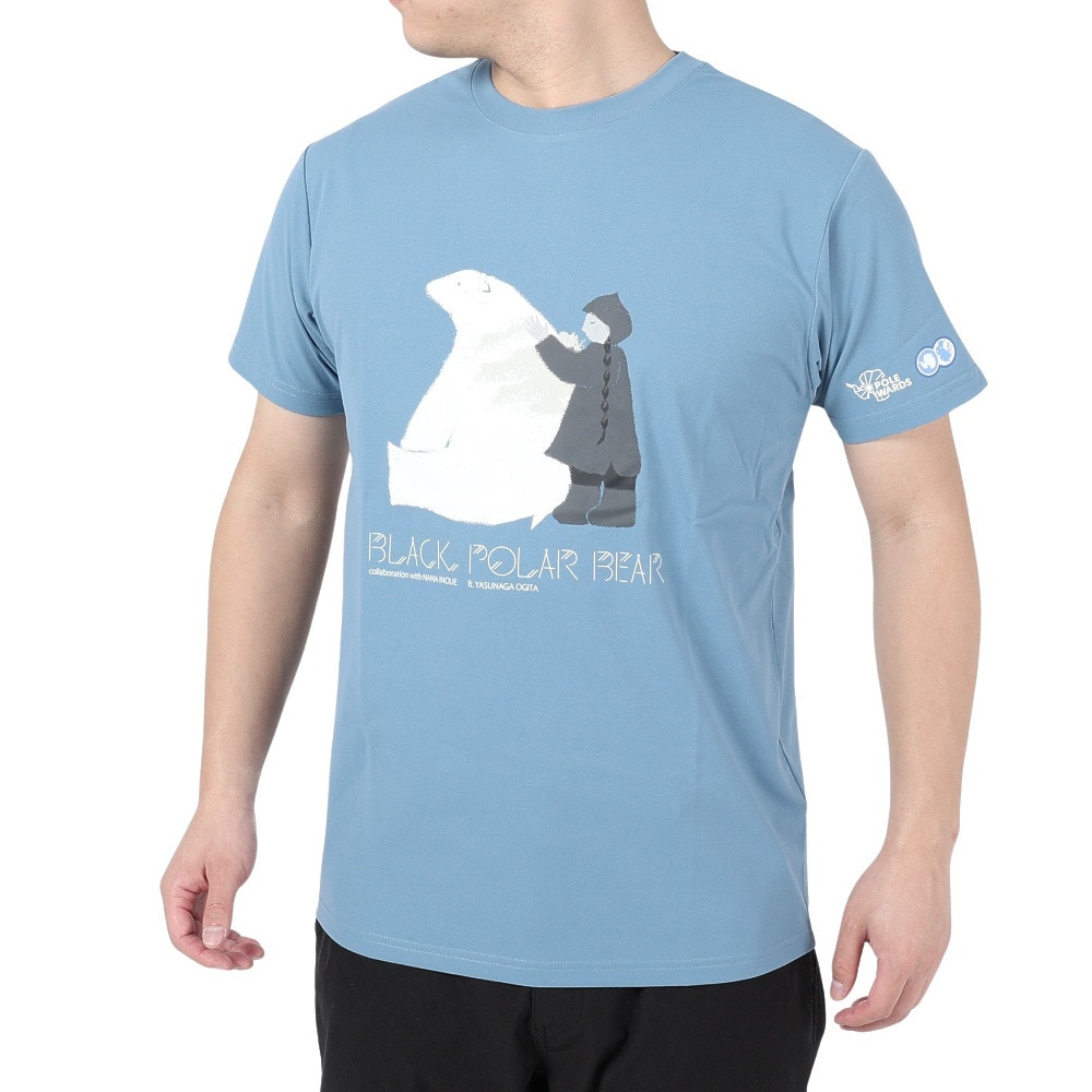 POLEWARDS（メンズ）半袖 Tシャツ 日本極地研究振興会コラボTEE PW2PJA08-BLU ブルー UVカット 速乾