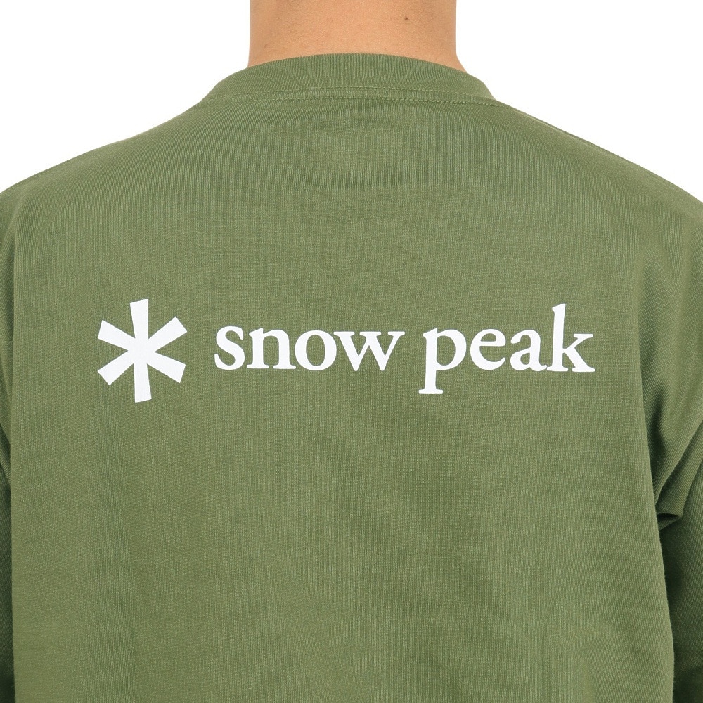 スノーピーク（snow peak）（メンズ）半袖Tシャツ バックプリントロゴTシャツ SPE-TS-23AU002 OL オリーブ