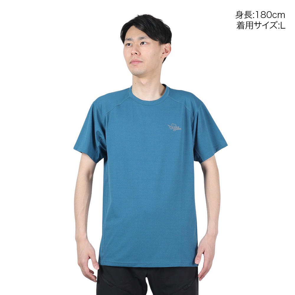 POLEWARDS（メンズ）半袖Tシャツ DRY COMFORT PW2RJA01 MBLU マリンブルー 軽量 ストレッチ ラグランスリーブ