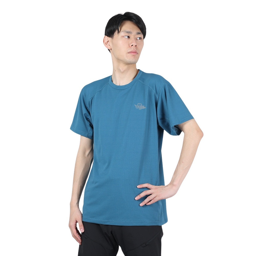 POLEWARDS（メンズ）半袖Tシャツ DRY COMFORT PW2RJA01 MBLU マリンブルー 軽量 ストレッチ ラグランスリーブ