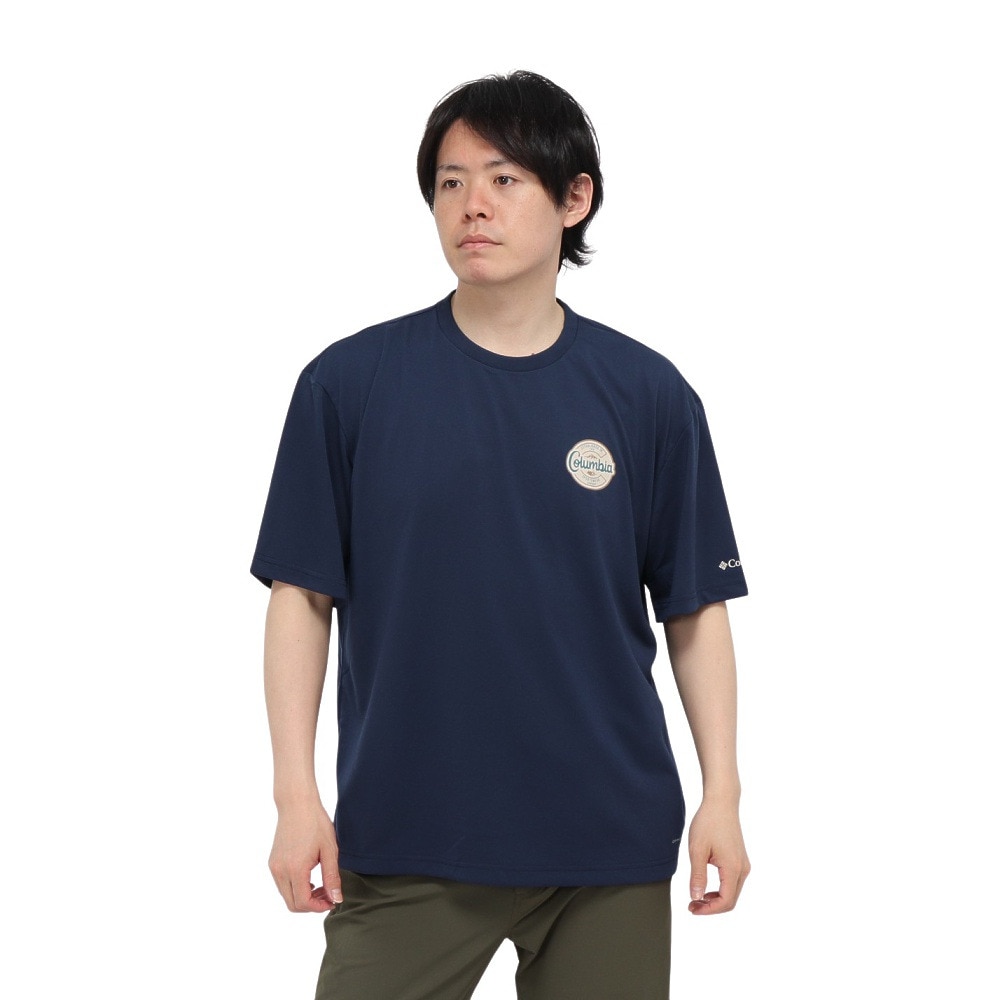 コロンビア（Columbia）（メンズ）半袖Tシャツ CEDER TRAIL グラフィック AE5759 464 ネイビー